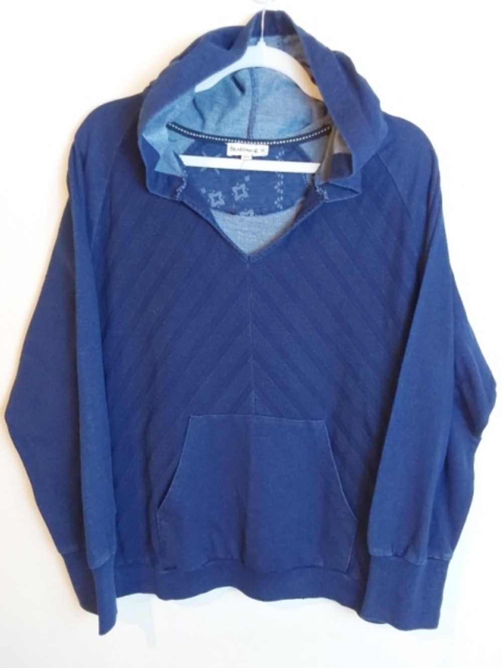 BEARPAW| Dark Navy Blue Textured Knit Womens Hoodie Stripe Pattern Sz.XL